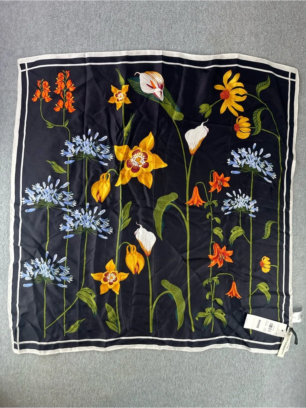 NEW 100% Silk Ann Taylor Floral Scarf 25x25 Botanical Garden Flowers